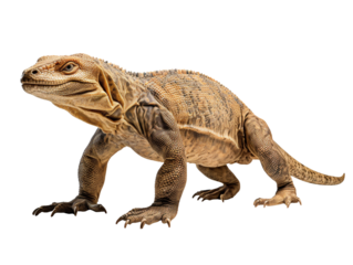 Komodo Dragon side view isolated on transparent background