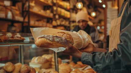 Obraz premium The Local Bakery Bread Handoff