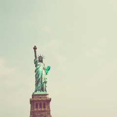 Fototapeta premium Majestic View of the Statue of Liberty Against Sky