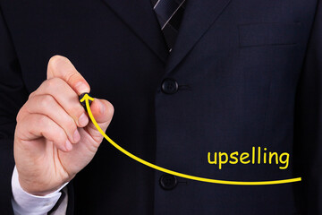 Businessman draw growing line symbolize growing Upselling