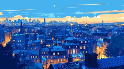 Urban Night Scene Featuring Anime Touches