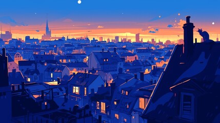 Anime-Inspired Nighttime Urban Skyline