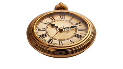 Timeless Precision: Close-Up of a Detailed Clock on a Transparent Background