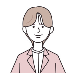 ジャケットを着たショートカットの女性のイラスト