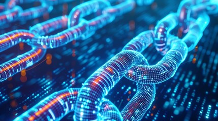 Blockchain technology concept: digital smart contract code for business agreements - Computer network illustration