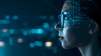 AI cyber security threat illustration, IT specialist analyzing data information technology, augmented reality artificial intelligence collage, copy space - Generated by Generative AI	
