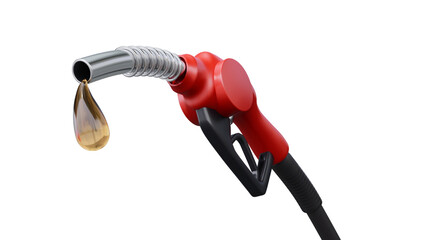 Nozzle gasoline pump fuel station isolated on white background. Green energy. 3d render. 