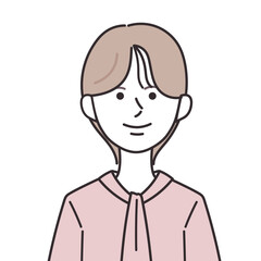 ボウタイシャツを着たショートカットの女性のイラスト
