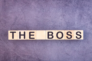 THE BOSS word made with wood building blocks.