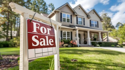 New Home Opportunity: For Sale Sign Outside a Family House