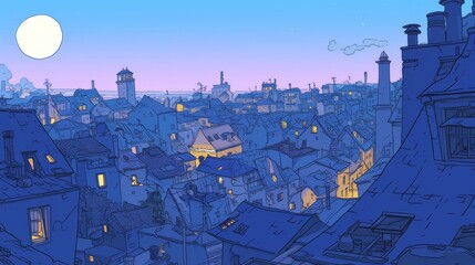 Anime-Inspired Night Cityscape Scene