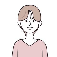 Vネックを着たショートカットの女性のイラスト