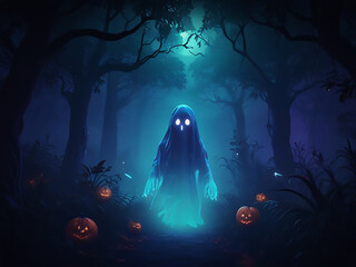 Obraz premium Halloween Ghost Coming in Jungle