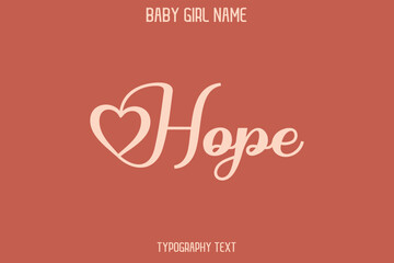 Hope Woman's Name Cursive Hand Drawn Lettering Vector Typography Text on Dark Pink Background