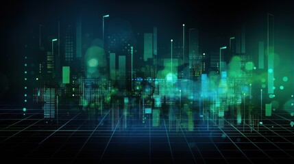 Fototapeta premium Generate a digital technology banner with a dynamic green and blue background