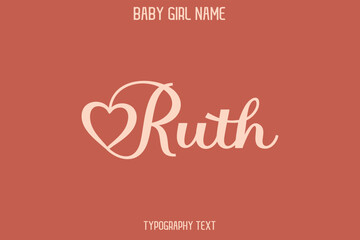 Ruth Woman's Name Cursive Hand Drawn Lettering Vector Typography Text on Dark Pink Background