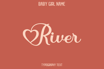 River Woman's Name Cursive Hand Drawn Lettering Vector Typography Text on Dark Pink Background