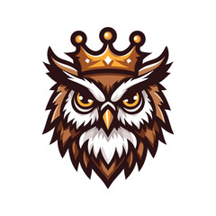 Fototapeta premium owl head in a crown mascot vector illustration on white background