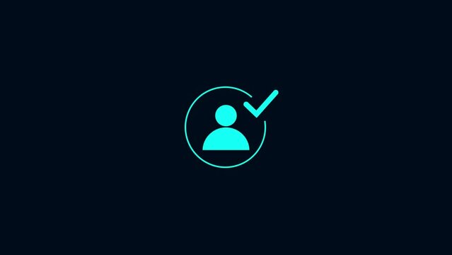 verified user profile with a check mark icon animated.