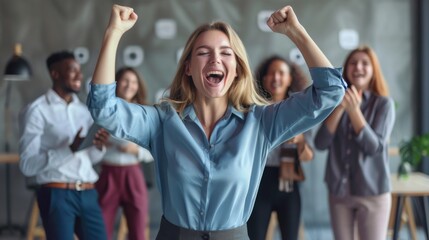 Fototapeta premium Joyful Achievement in the Office