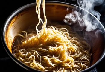 steam rising from bowl freshly cooked noodles close shot, boiling, cooking, cuisine, delicious, detail, dining, dish, flavorful, food, gourmet, heat
