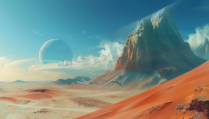A desert planet hosts sand dunes that emit musical tones when winds pass over them, creating an everchanging natural symphony