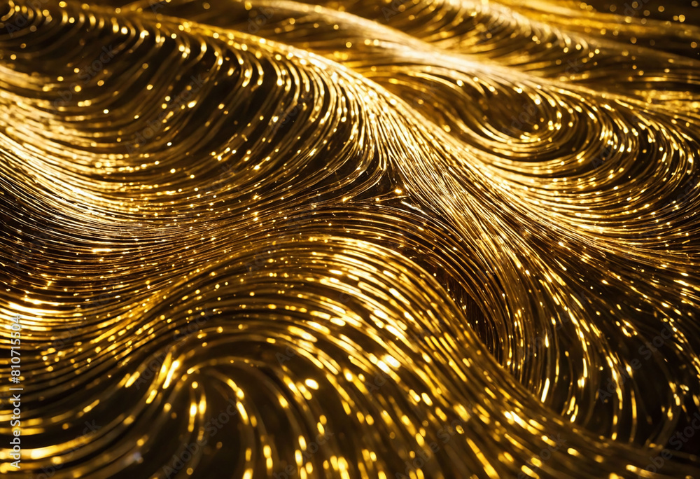 Poster Golden Energy Flow Abstract Background with Shiny Gold Waves and Energetic Patterns