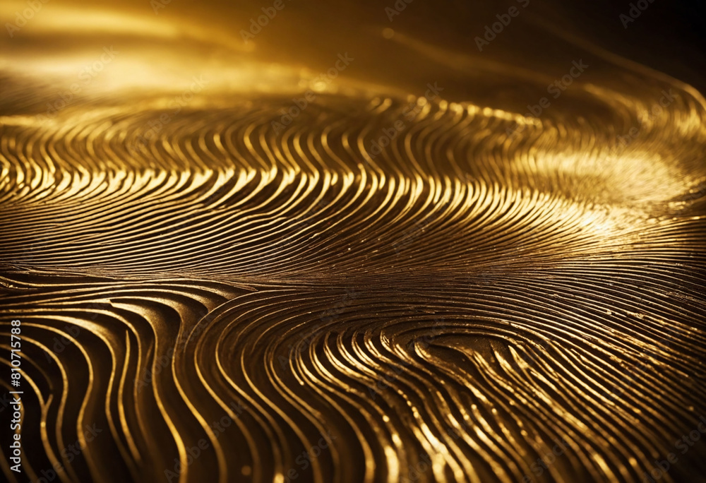 Aufkleber Golden Energy Flow Abstract Background with Shiny Gold Waves and Energetic Patterns