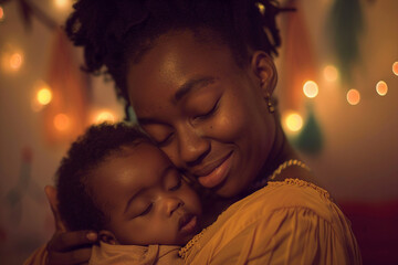 Happy mother's day celebration conceptual picture with mother and her child made by Generative AI technology