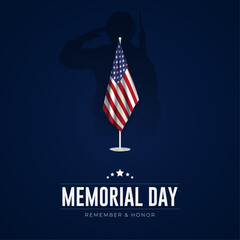 Happy Memorial Day USA Social Media Post and Flyer Template. Minimal and Modern Memorial Day Celebration with Text vector Illustration