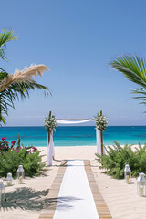 Seaside Wedding Arch Setup with Coastal View