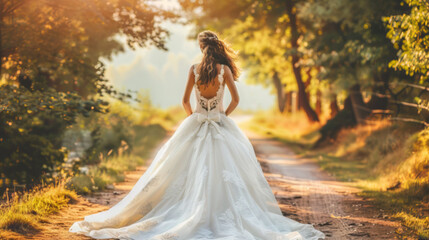 Rustic Bridal Elegance on a Sunlit Country Road