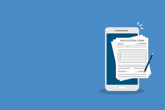 Online application form. Claim form, paperwork concepts.	