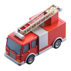 3d isometric icon of ladder truck