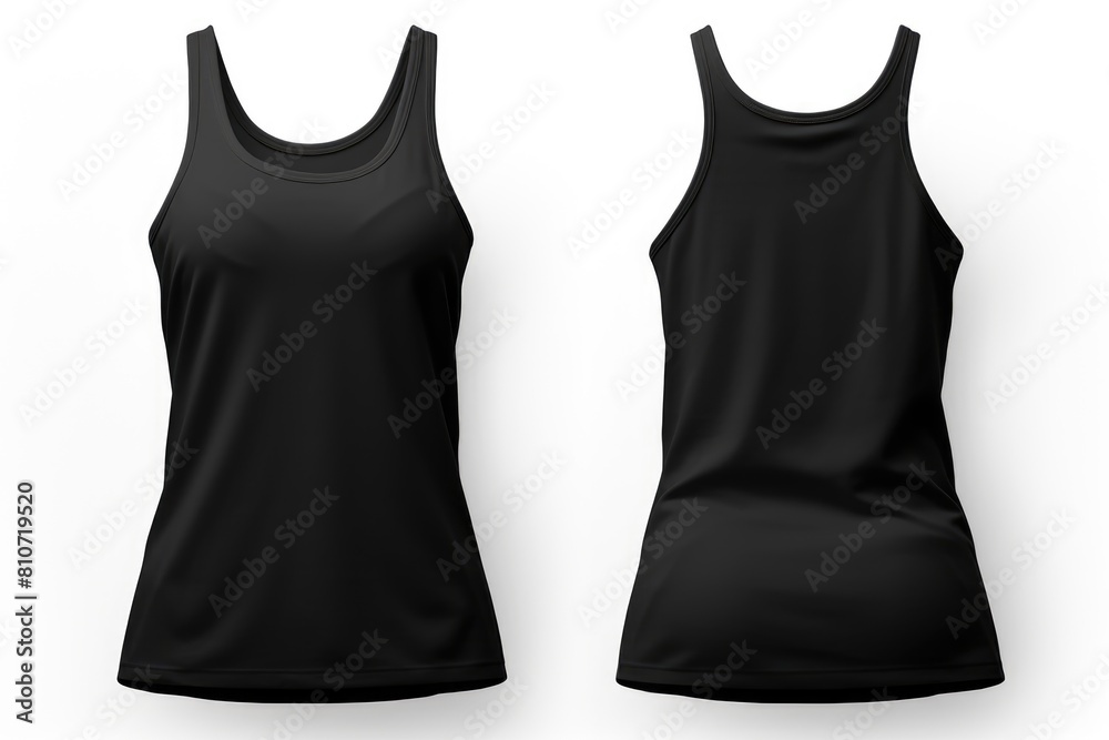 Wall mural black tank top seen front and back for mockup. woman tank top - Wall murals