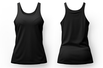 black tank top seen front and back for mockup. woman tank top