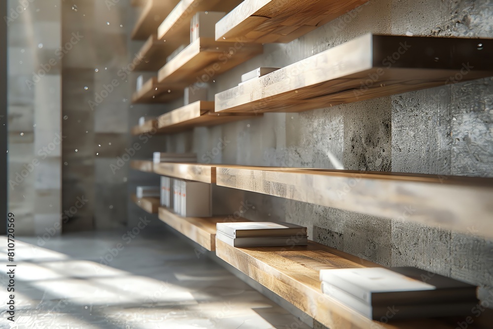 Fototapete highlight the artistic details of custom shelving in a digital rendering, emphasizing the interplay 