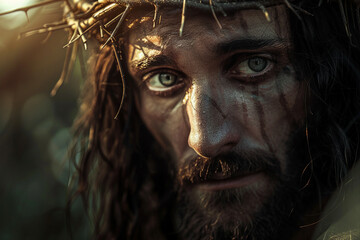 Generated with AI image of Jesus Christ preaching