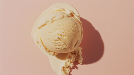 Close-up Melting Scoop of Vanilla Ice Cream