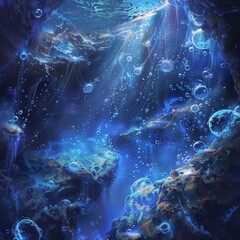 A planet completely covered in water features intelligent marine life that communicates through bioluminescent signals