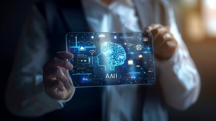 businessman touching screen