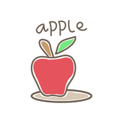 Breakfast fresh fruit apple line and fill style vector illustration. Suitable for cafeteria and restaurant decoration.