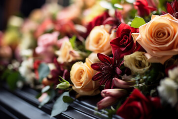 Obraz premium Sad bury ceremony at old cemetery church funeral farewell rest in peace Generative AI picture