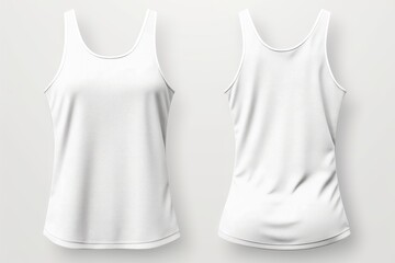 white tank top seen front and back for mockup. woman tank top