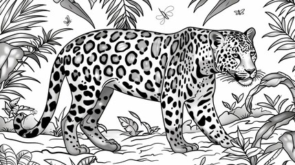 coloring book The jaguar is a large cat that is found in the tropical rainforests of Central and South America