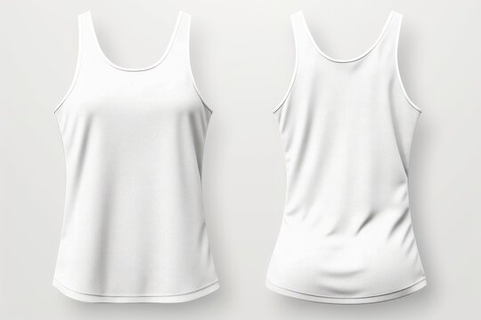 white tank top seen front and back for mockup. woman tank top