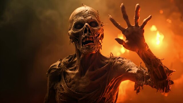 Hordes of undead, Zombie walking in the abandoned town, Beginning of the zombie apocalypse, Zombie crowd walking	v