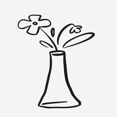 White botanical flower framed Minimal Art Print Hand drawn leaves shapes matisse style, naive art, contemporary backgrounds. plant vector illustration