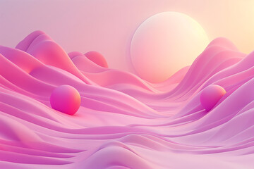 Pink landscape in digital design