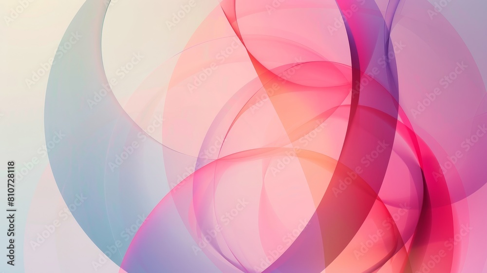 Poster Colourful abstract circles overlapping in pink and blue hues.